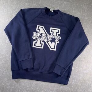 Navy Midshipmen Sweatshirt Mens‎ Large Blue NCAA Football Soffe Crewneck